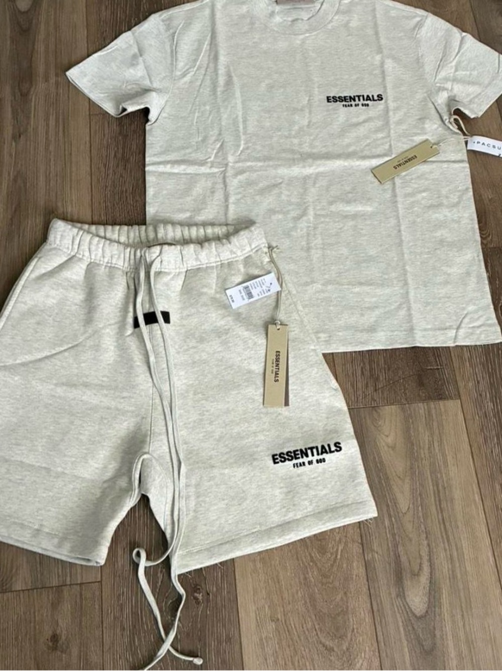 ESSENTIALS unisex light oatmeal Lounge Shorts - Essentials by Fear of God